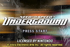 Need for Speed Underground title screen for GameBoy Advance